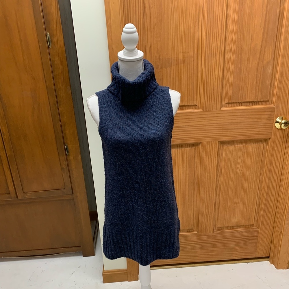 Cynthia Rowley Navy Blue Sleeveless Turtleneck Knit Dress